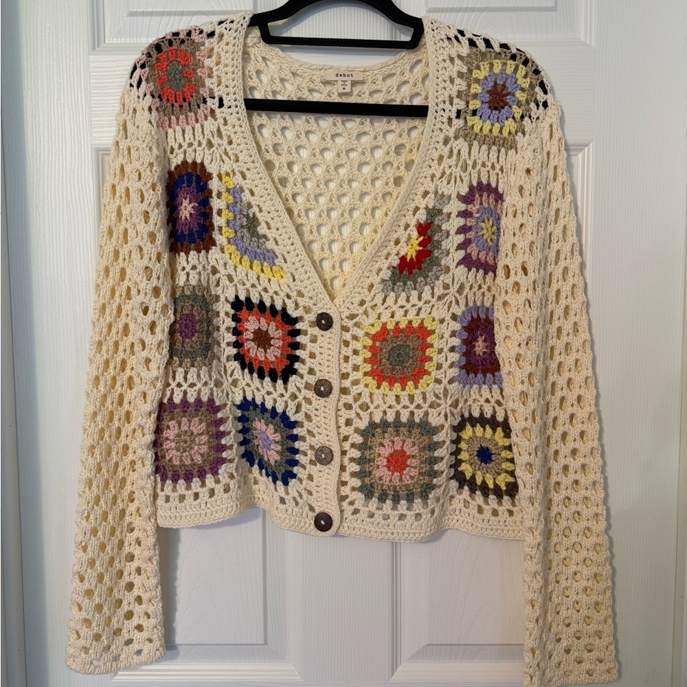 Granny Square Cropped Cardigan